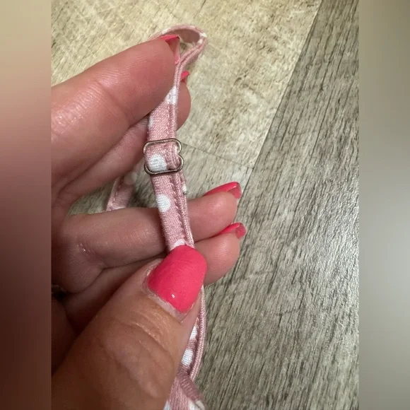 Yathon size SMALL pink/white polka dot midi sundress, straps adjust, zip side - Picture 8 of 15